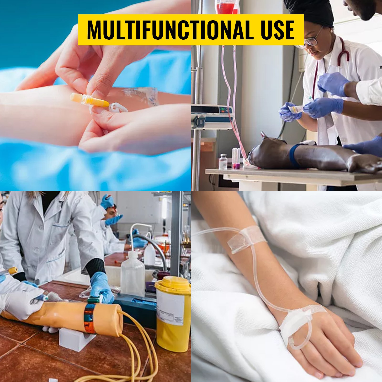 Kit de práctica de flebotomía VEVOR en uso para capacitación y aplicaciones médicas profesionales.