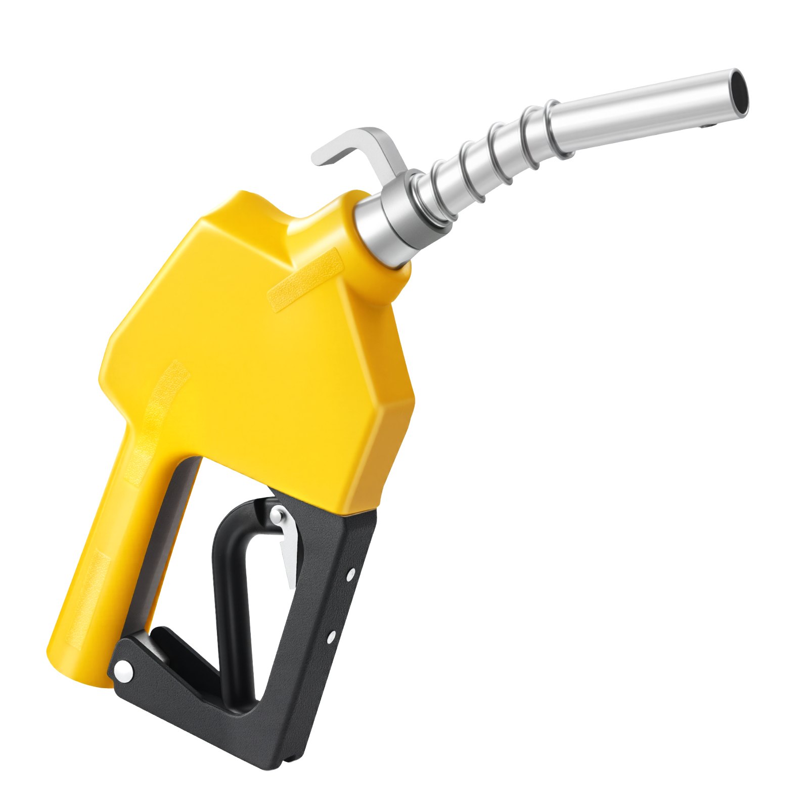 VEVOR - Boquilla de combustible automática NPT de 3/4 de pulgada, caudal máximo de 11,8 GPM, apagado automático, con bloqueo de gatillo de 3 velocidades y boquilla de 0,78 pulgadas (diámetro exterior = 20 mm) para gasolina, diésel y queroseno, color amarillo
