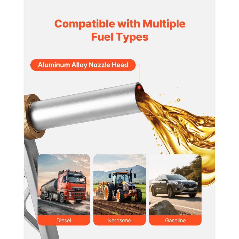 VEVOR - Boquilla de combustible automática de 1.5 pulgadas con giratorio, caudal máximo de 37 GPM, boquilla de bomba de gas diésel con bloqueo de gatillo de 3 velocidades y boquilla de 1.5 pulgadas