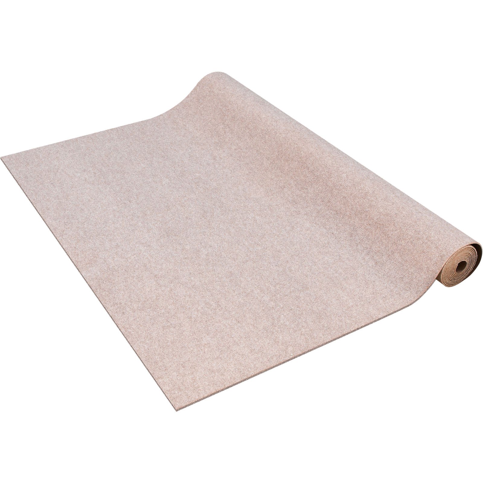 Alfombra marina en rollo VEVOR en color beige claro, parcialmente desenrollada sobre fondo blanco.