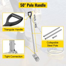 VEVOR Pala para arena con detector de metales, pala para playa con detección de metales de acero inoxidable, pala con detector de metales para playa con orificio de 6 mm, con mango de acero inoxidable