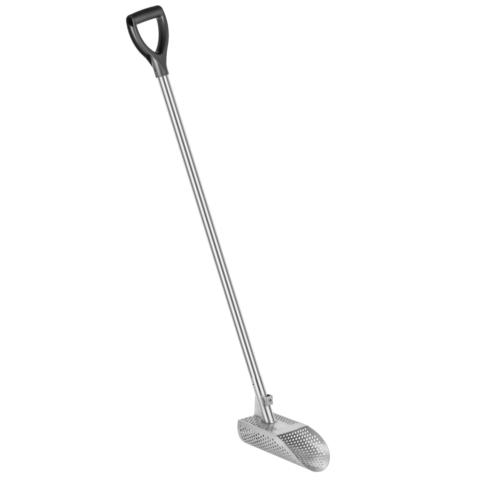 VEVOR Pala para arena con detector de metales, pala para playa con detección de metales de acero inoxidable, pala con detector de metales para playa con orificio de 6 mm, con mango de acero inoxidable