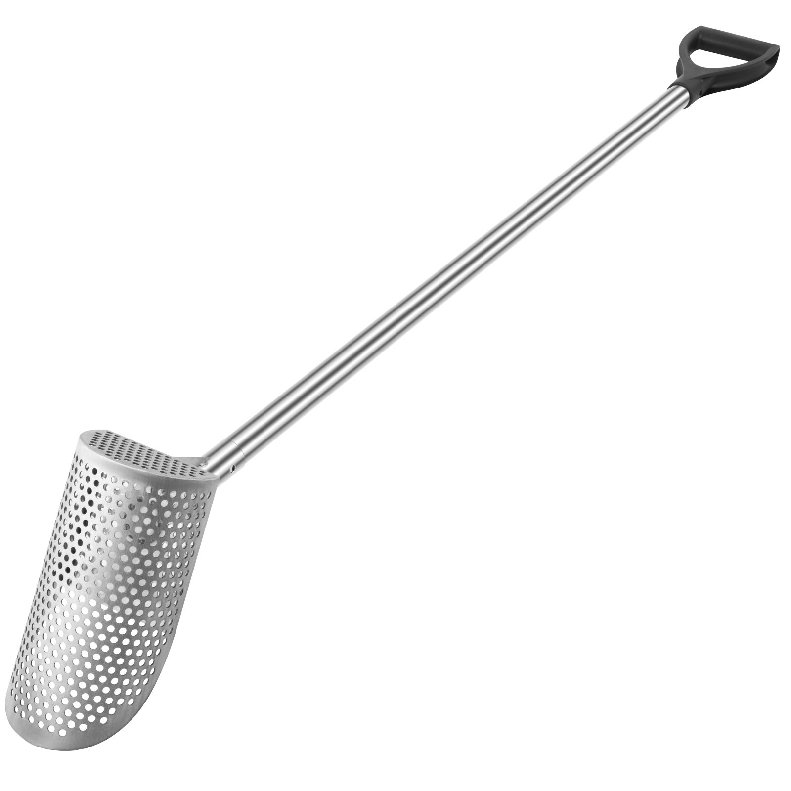 VEVOR Pala para arena con detector de metales, pala para playa con detección de metales de acero inoxidable, pala con detector de metales para playa con orificio de 6 mm, con mango de acero inoxidable
