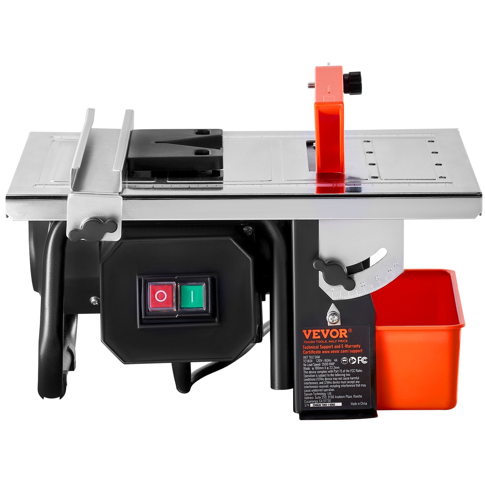 VEVOR Sierra para azulejos húmedos, hoja de acero de 65 Mn de 7 pulgadas, motor de inducción de 3500 RPM, sierra húmeda para cortador de azulejos con depósito de agua, ángulo de inglete de 0 a 45 grados para cortar azulejos y piedras, para entusiastas del bricolaje