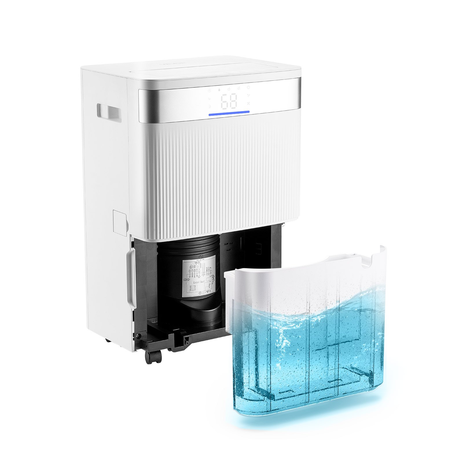 Deshumidificador VEVOR de 80 pintas para hogar y sótano, manguera de drenaje para uso comercial e industrial, control inteligente de humedad, bajo nivel de ruido para habitaciones grandes, almacenes, dormitorios y trasteros, amplia cobertura, blanco