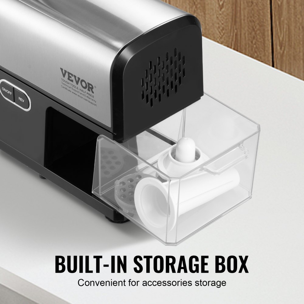 Picadora de carne VEVOR, capacidad de 4.2 lb/min, eléctrica, con cuchilla, placa de molienda, máquina para hacer salchichas, kit Kubbe, de acero inoxidable para cocina doméstica.