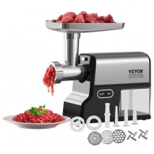 Picadora de carne VEVOR, capacidad de 4.2 lb/min, eléctrica, con cuchilla, placa de molienda, máquina para hacer salchichas, kit Kubbe, de acero inoxidable para cocina doméstica.
