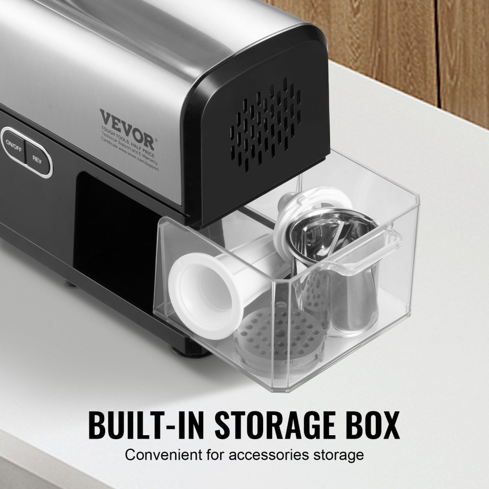 Picadora de carne VEVOR, capacidad de 4.2 lb/min, eléctrica, con cuchilla, placa de molienda, máquina para hacer salchichas, kit Kubbe, prensa para hamburguesas y accesorio picador, de acero inoxidable para cocina doméstica.