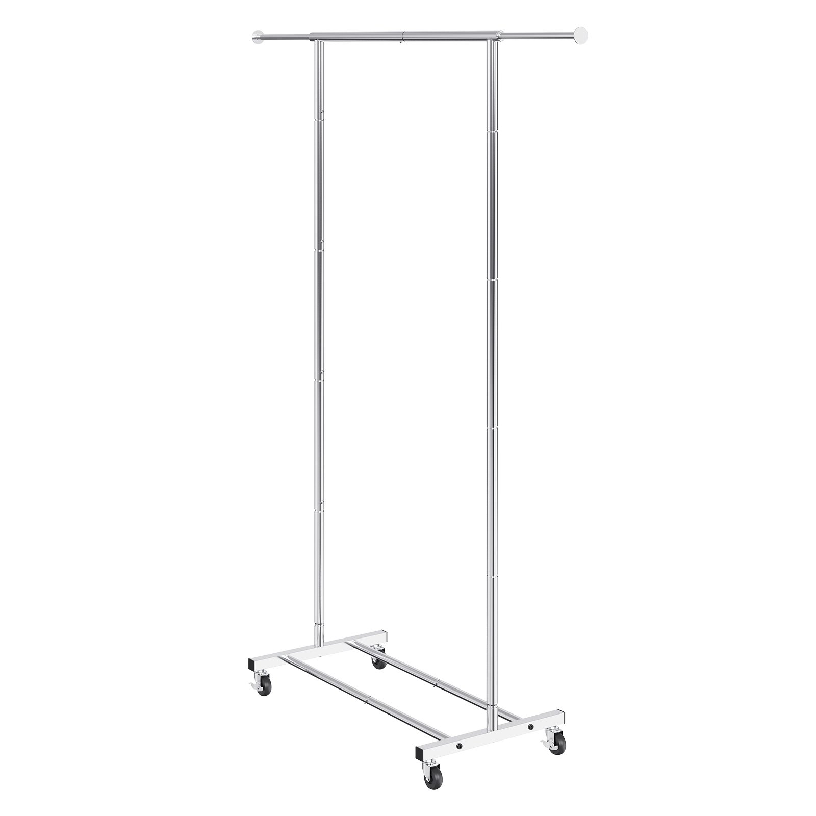 VEVOR Perchero con Ruedas, Perchero para Ropa de Servicio Pesado con Barra para Colgar y Área de Almacenamiento Inferior, Perchero para Ropa de Longitud Ajustable, 2 Ruedas con Bloqueo