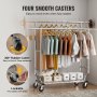 VEVOR Perchero de ropa resistente, perchero de doble barra para colgar ropa para colgar ropa, altura ajustable y perchero de longitud extensible con área de almacenamiento inferior, capacidad de carga de 600 libras