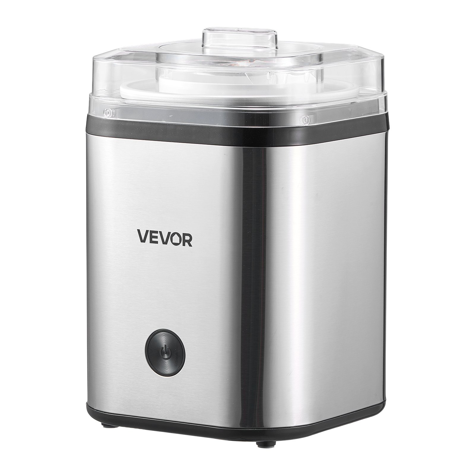 Heladera VEVOR, 2.11 cuartos de galón, eléctrica, automática, de gran capacidad, fácil de usar y limpiar, con carcasa de acero inoxidable, para yogur helado casero, sorbete de frutas y helado, color plateado