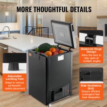 VEVOR Congelador horizontal, congelador profundo compacto de 2,22 pies cúbicos / 63 L, congeladores horizontales de puerta abierta con 2 cestas extraíbles y termostato ajustable, ahorro de energía y bajo nivel de ruido, negro