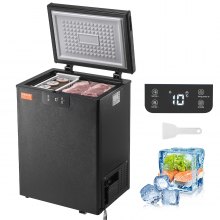 VEVOR Congelador horizontal, congelador profundo compacto de 2,22 pies cúbicos / 63 L, congeladores horizontales de puerta abierta con 2 cestas extraíbles y termostato ajustable, ahorro de energía y bajo nivel de ruido, negro