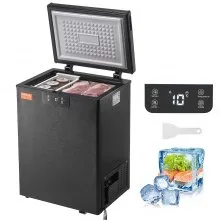 VEVOR Congelador horizontal, congelador profundo compacto de 2,22 pies cúbicos / 63 L, congeladores horizontales de puerta abierta con 2 cestas extraíbles y termostato ajustable, ahorro de energía y bajo nivel de ruido, negro