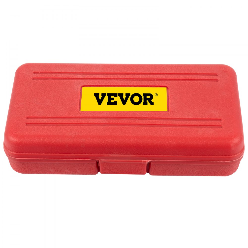 Estuche con juego de vasos para filtro de aceite VEVOR de color rojo con etiqueta de marca amarilla.