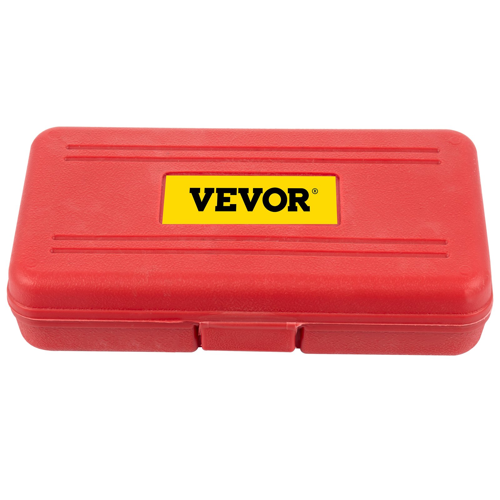 Estuche con juego de vasos para filtro de aceite VEVOR de color rojo con etiqueta de marca amarilla.