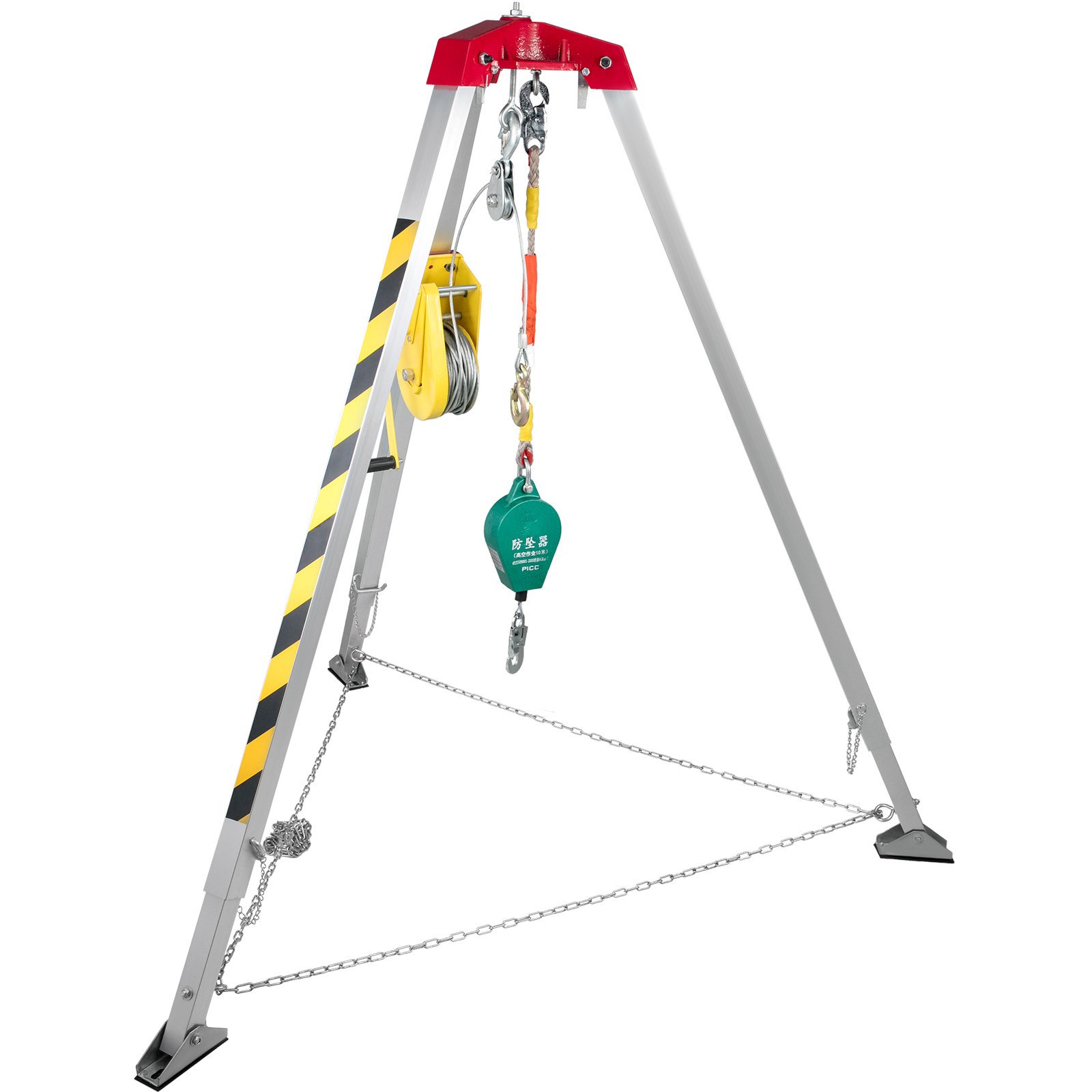 Kit de rescate para espacios confinados VEVOR, trípode con polea, líneas de seguridad y cadenas de estabilidad.