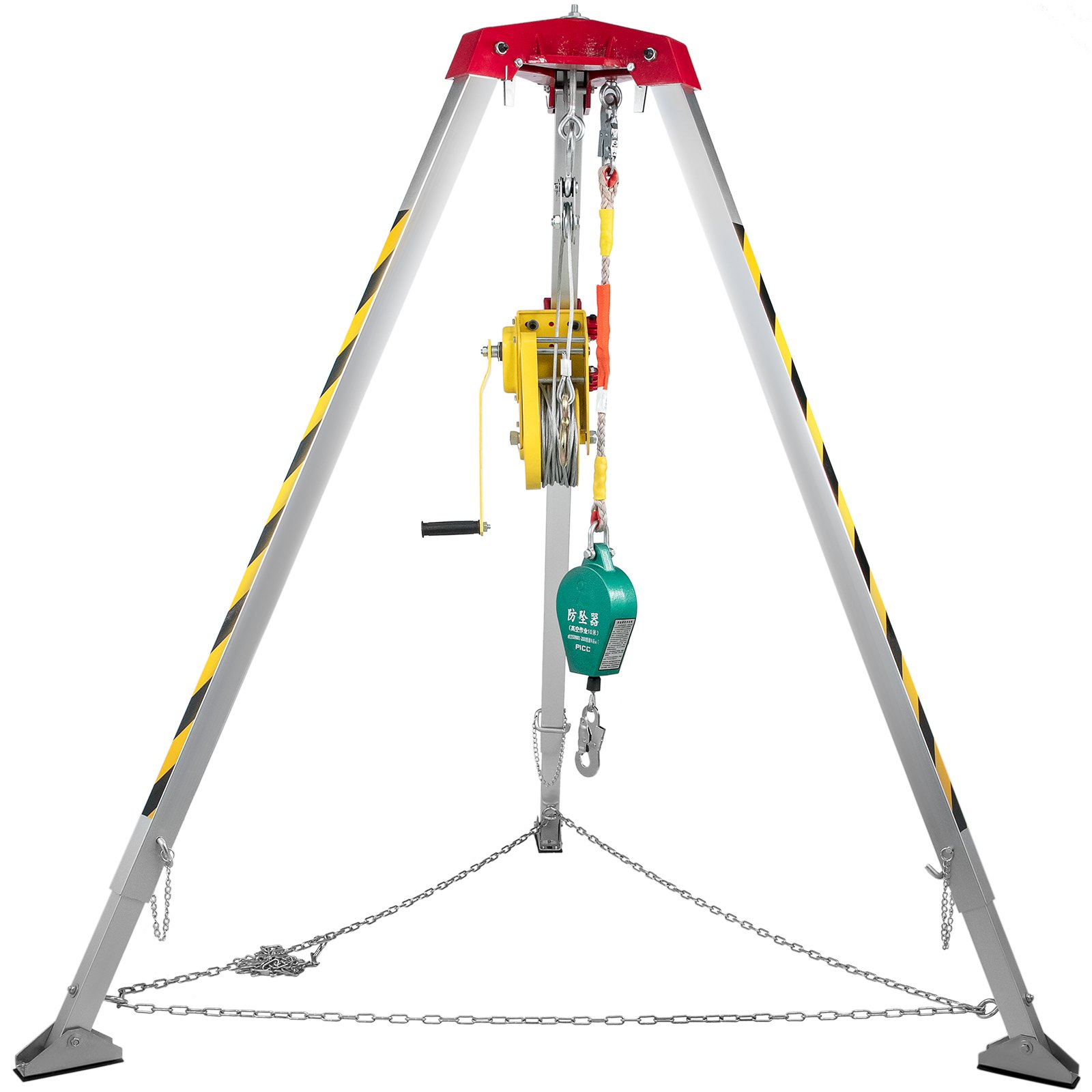Kit de rescate para espacios confinados VEVOR con trípode, cadenas y equipo de seguridad.