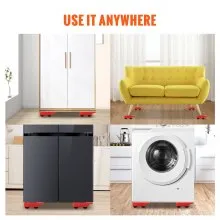 VEVOR Furniture Dolly, paquete de 4 deslizadores de plástico para mover muebles con 4 ruedas de PP y tapa antideslizante de rotación de 360°, juego de herramientas para mover muebles pesados, refrigerador, sofá, capacidad de 250 libras