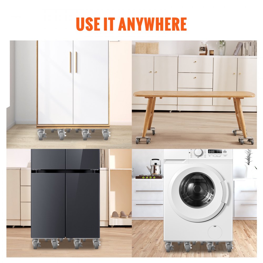 VEVOR Carro para muebles, carros para mover muebles con ruedas giratorias de PP de 360° y panel de acero al carbono, juego de herramientas para mover muebles pesados, refrigerador, sofá, capacidad de