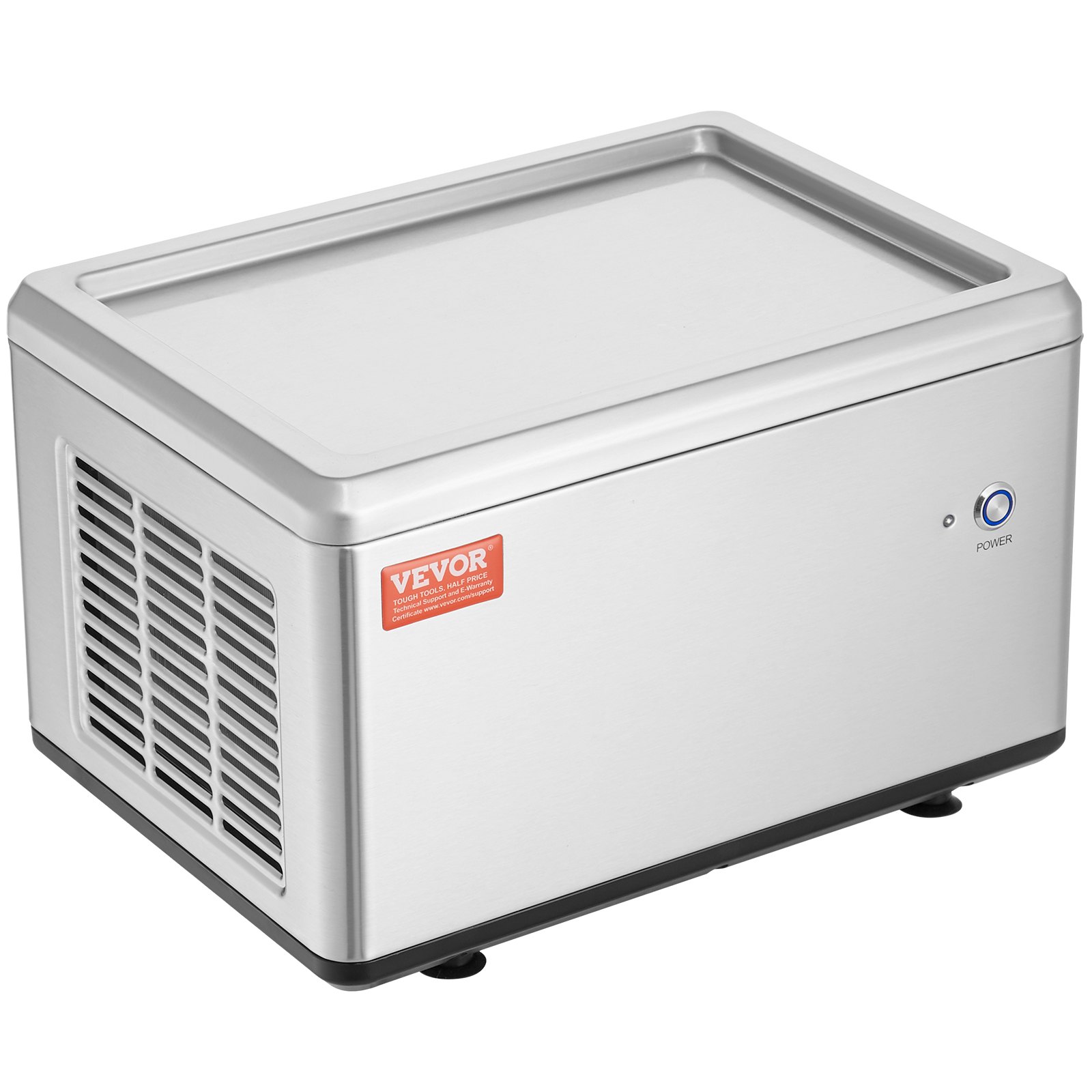 Máquina para hacer rollos de helado frito VEVOR, bandeja de 32 x 21 cm, máquina para hacer helados enrollados de acero inoxidable con compresor y 2 raspadores, para hacer helado, yogur helado y rollos de helado.