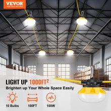 Cadena de luces para construcción VEVOR de 100 pies, 100 W, 10 000 lm, conectable, resistente al agua