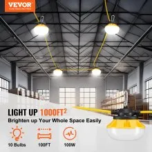 Cadena de luces para construcción VEVOR de 100 pies, 100 W, 10 000 lm, conectable, resistente al agua