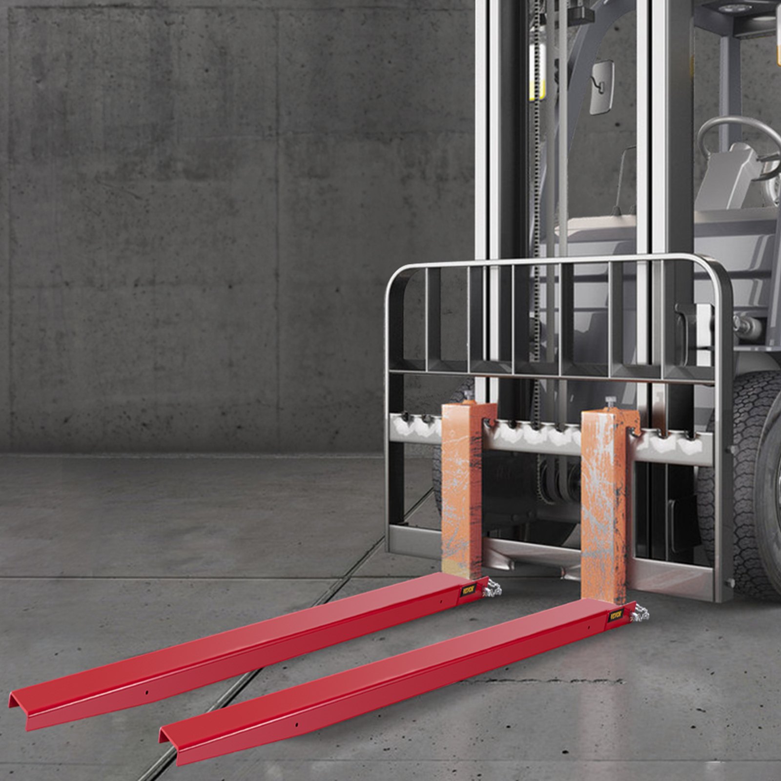 VEVOR Extensiones de horquilla de palé para carretilla elevadora, 60 pulgadas de largo x 4 pulgadas de ancho, extensiones de horquilla elevadora de horquilla, extensiones de horquilla de palé de acero resistente, 1 par para carretilla elevadora, carretillas elevadoras, abrazadera de cargador en horquillas de palé