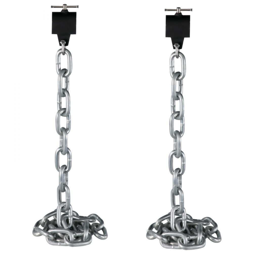 Cadenas de levantamiento de pesas VEVOR, 1 par de cadenas de levantamiento de pesas de 35 lb/16 kg, cadenas de press de banca con collares, cadenas de barra de 5.2 pies para levantamiento de potencia, plateadas