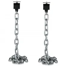 Cadenas de levantamiento de pesas VEVOR, 1 par de cadenas de levantamiento de pesas de 16 kg, cadenas de prensa de banco con collares, cadenas de pesas olímpicas de 5.2 pies para levantamiento de pesas, plata