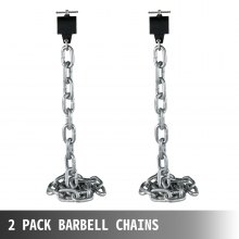 Cadenas de levantamiento de pesas VEVOR, 1 par de cadenas de levantamiento de pesas de 16 kg, cadenas de prensa de banco con collares, cadenas de pesas olímpicas de 5.2 pies para levantamiento de pesas, plata