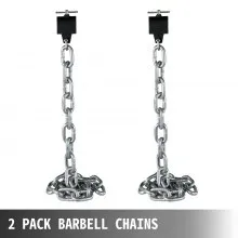 Cadenas de levantamiento de pesas VEVOR, 1 par de cadenas de levantamiento de pesas de 16 kg, cadenas de prensa de banco con collares, cadenas de pesas olímpicas de 5.2 pies para levantamiento de pesas, plata