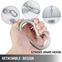 Cadenas de levantamiento de pesas VEVOR, 1 par de cadenas de levantamiento de pesas de 16 kg, cadenas de prensa de banco con collares, cadenas de pesas olímpicas de 5.2 pies para levantamiento de pesas, plata