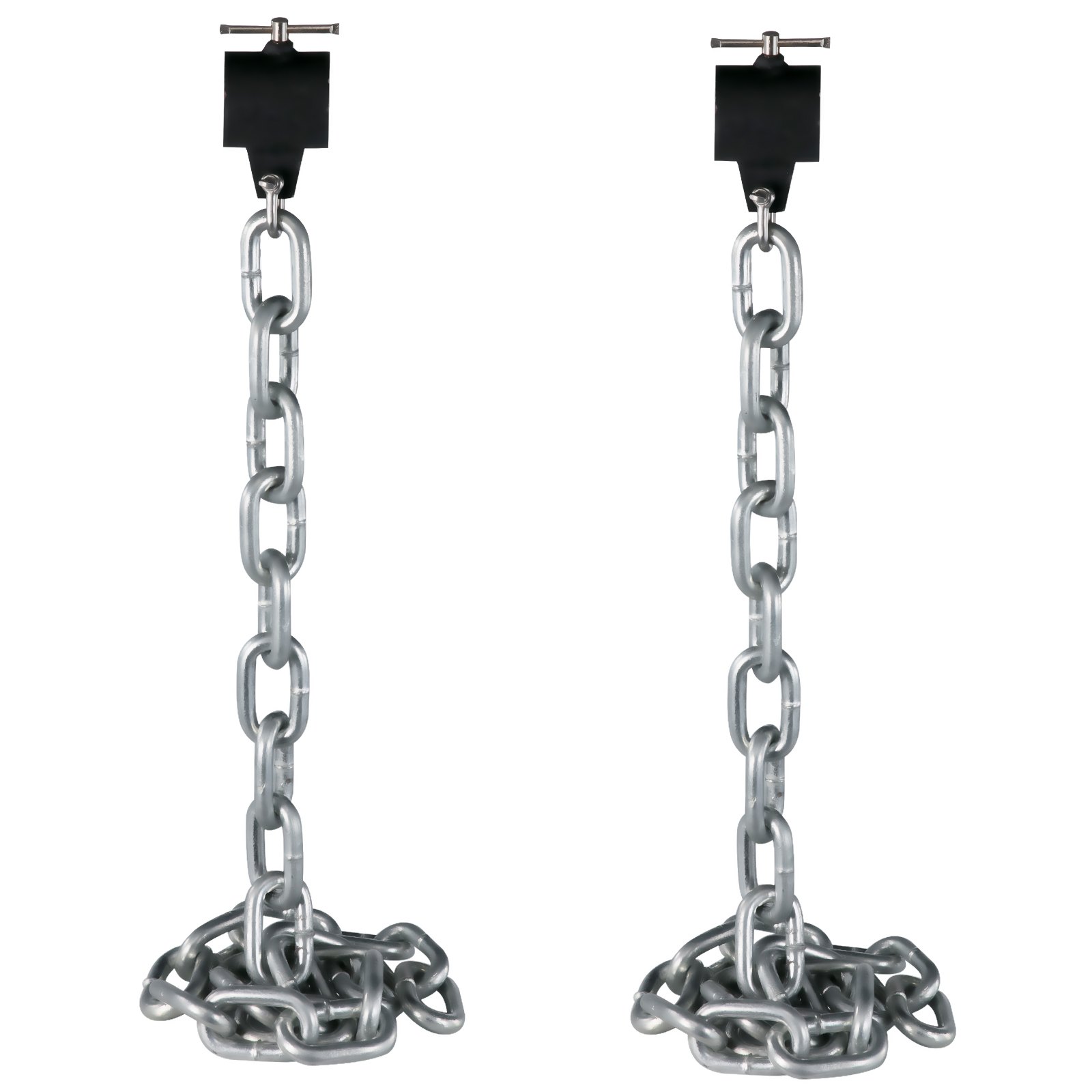 Cadenas de levantamiento de pesas VEVOR, 1 par de cadenas de levantamiento de pesas de 35 lb/16 kg, cadenas de press de banca con collares, cadenas de barra de 5.2 pies para levantamiento de potencia, plateadas