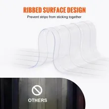 Cortina de tiras VEVOR, 75' de largo, 8" de ancho, 0,08" de grosor, tiras de plástico acanaladas transparentes para puertas, rollo de tiras de cortina de PVC para puertas de almacenes, fábricas, supermercados, centros comerciales, pasillos, garajes