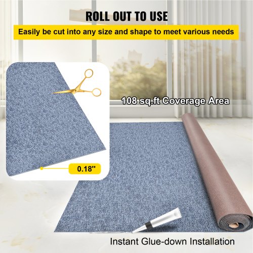 VEVOR Alfombra marina gris de 6 pies x 13.1 pies Alfombras para botes Alfombras para interiores y exteriores para terraza de patio Antideslizante TPR Impermeable Corte trasero Alfombras marinas para exteriores Fácil de limpiar Rollo de alfombra para exteriores
