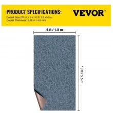 VEVOR - Alfombra marina gris de 6 pies x 18 pies para barcos, alfombras para interior y exterior, para patio, cubierta, antideslizante, TPR, resistente al agua, corte trasero, alfombra marina para exteriores, fácil de limpiar, rollo de alfombra para exteriores