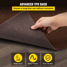 Alfombra marina VEVOR, alfombra para botes de 6 x 13 pies, alfombra para botes de grado marino marrón oscuro, alfombras marinas para interiores/exteriores con respaldo TPR impermeable, rollo de alfombra impermeable para el hogar, patio, porche, cubierta