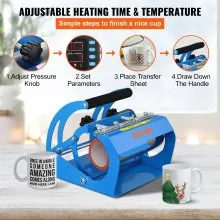 VEVOR Prensa de calor para tazas máquina de prensa de calor para vasos de 20 oz máquina de prensa de tazas Lcd con 2 alfombrillas de sublimación