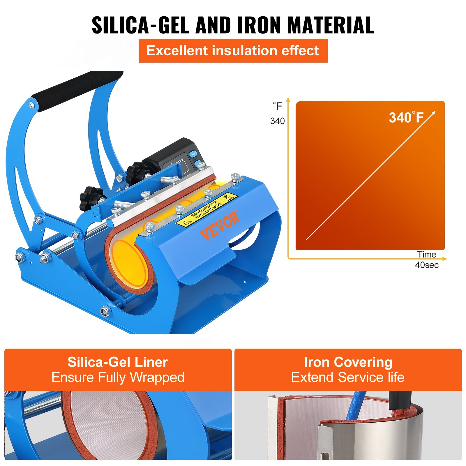VEVOR Prensa de calor para tazas, máquina de prensa de calor para vasos de 20 oz, máquina de prensa de tazas LCD con 2 esteras de sublimación de transferencia desmontables para 11 oz-20 oz, prensador de bricolaje para vasos delgados de café, impresión de gel de sílice