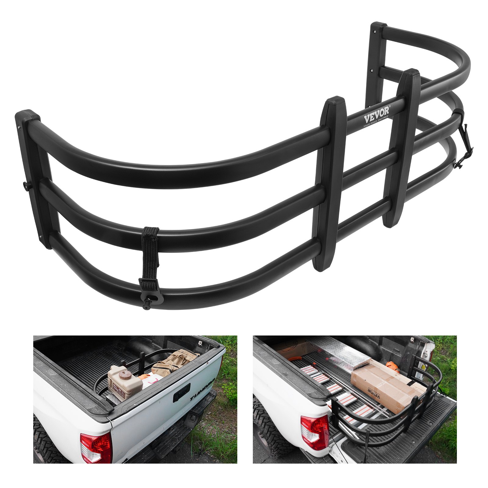 Extensor de caja de camioneta VEVOR, extensor de portón trasero retráctil de aluminio, longitud ajustable de 51.6" a 64", compatible con Ridgeline, Tacoma, Gladiator, Colorado/Canyon, Frontier y Ranger.