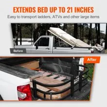Extensor de cama de camión VEVOR, extensor de puerta trasera retráctil de aluminio, 55.5"-68", se adapta a Ford Super Duty, F150, Dodge Ram 1500/2500/3500, Toyota Tundra, Nissan Titan, Chevrolet Silverado, GMC Sierra