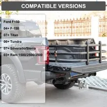 VEVOR Extensión de portón trasero para camioneta, expansor de plataforma negra para Ford F150 \ 04+ F-150 \ 07+ Titan \ 06+ Tundra \ 07+ Silverado/Sierra \ 03+ Ram 1500/2500/3500