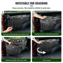 VEVOR Caja de almacenamiento para caja de camión, tapa con cerradura, caja de herramientas impermeable ABS para rueda de 6,6 gal/20 L con candado con contraseña, compatible con Dodge Ram 1500 2019-2021, lado del conductor, negro