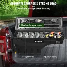 VEVOR Caja de almacenamiento para caja de camión, tapa con cerradura, caja de herramientas impermeable ABS para rueda de 6,6 gal/20 L con candado con contraseña, compatible con Dodge Ram 1500 2019-2021, lado del conductor, negro