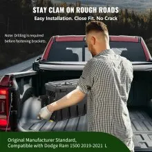 VEVOR Caja de almacenamiento para caja de camión, tapa con cerradura, caja de herramientas impermeable ABS para rueda de 6,6 gal/20 L con candado con contraseña, compatible con Dodge Ram 1500 2019-2021, lado del conductor, negro