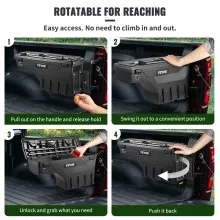 VEVOR Caja de almacenamiento para caja de camión, tapa con cerradura, caja de herramientas impermeable ABS para rueda de 6,6 gal/20 L con candado con contraseña, compatible con Dodge Ram 1500 2019-2021, lado del pasajero, negro