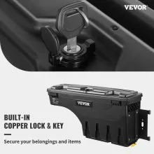 VEVOR Caja de almacenamiento para caja de camión, tapa con cerradura, caja de herramientas impermeable ABS para ruedas de 6,6 galones/20 L, compatible con Chevrolet Silverado 1500 GMC Sierra 1500 2019-2021, lado del pasajero, negro