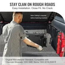 VEVOR Caja de almacenamiento para caja de camión, tapa con cerradura, caja de herramientas impermeable ABS para ruedas de 6,6 galones/20 L, compatible con Chevrolet Silverado 1500 GMC Sierra 1500 2019-2021, lado del pasajero, negro