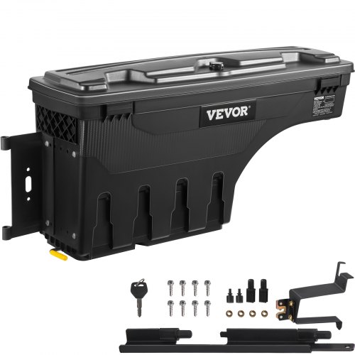 VEVOR - Caja de almacenamiento para caja de camioneta, tapa con cerradura, impermeable, ABS, 20 L, compatible con Chevrolet Silverado 1500 y GMC Sierra 1500 (2019-2020), lado del conductor, color negro